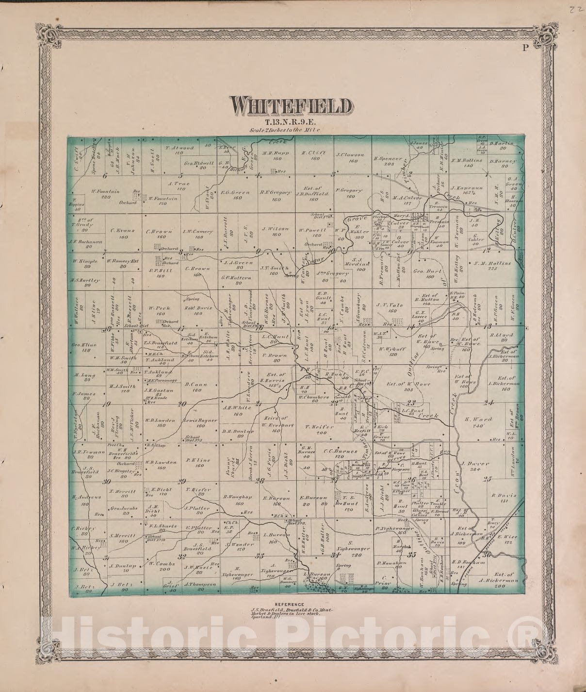 Historic 1870 Map - Atlas of Marshall Co. and The State of Illinois - Whitefield - Atlas of Marshall County and The State of Illinois