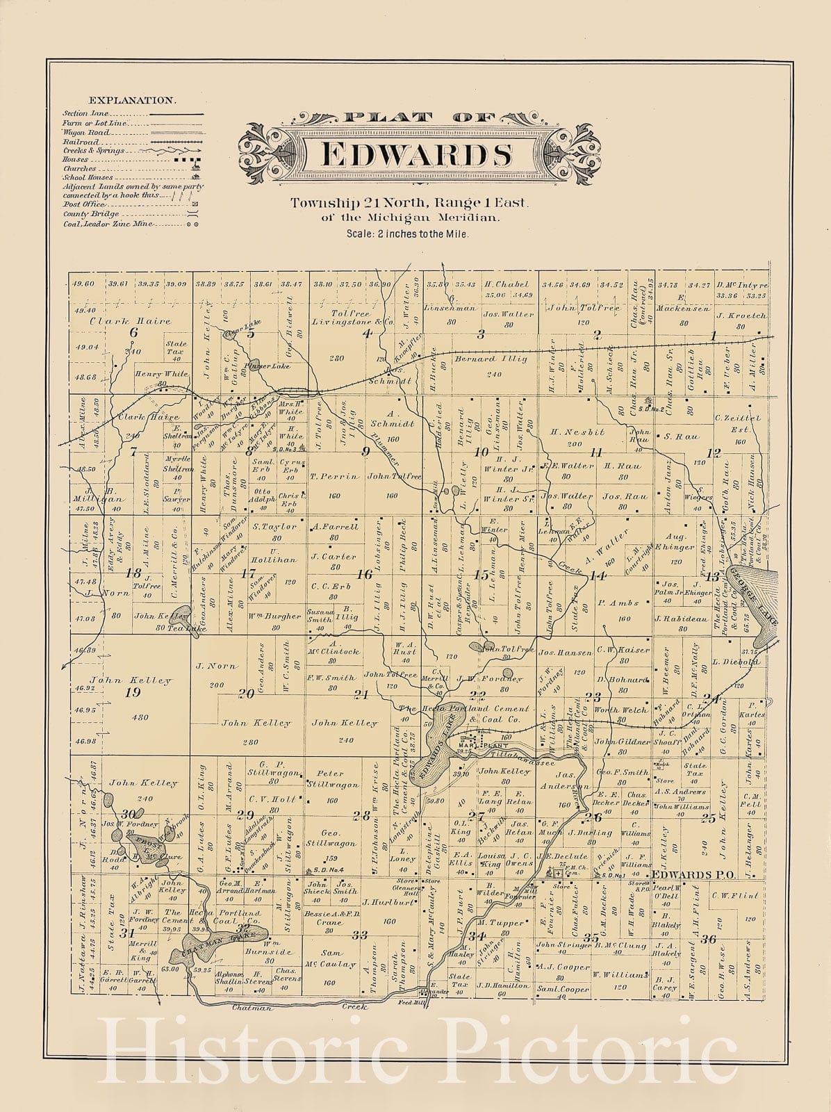 Historic 1903 Map - Plat Book of Ogemaw County, Michigan - Edwards