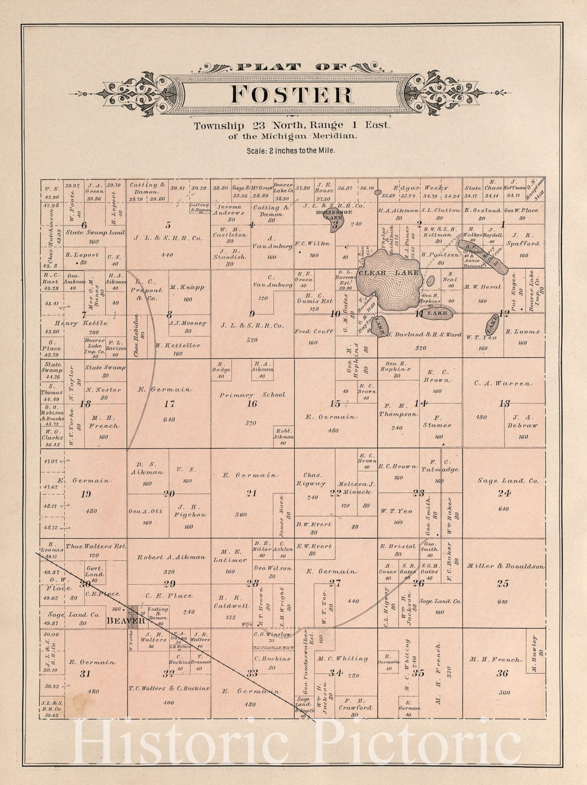 Historic 1903 Map - Plat Book of Ogemaw County, Michigan - Foster 1