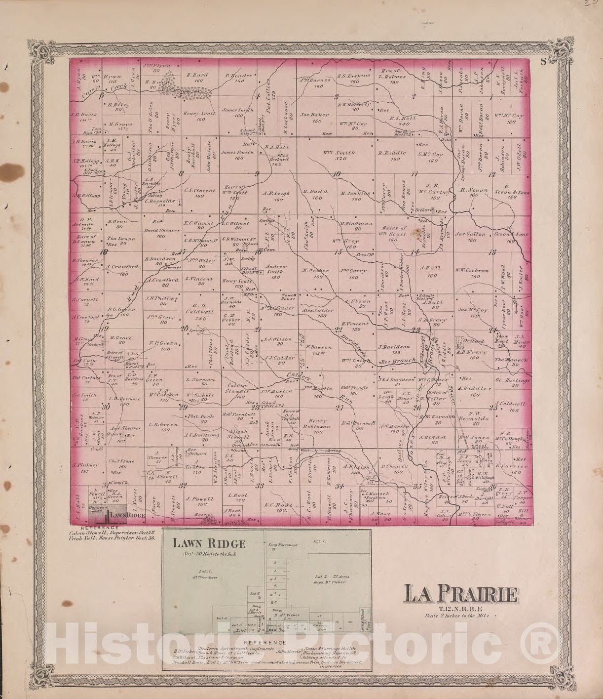 Historic 1870 Map - Atlas of Marshall Co. and The State of Illinois - La Prairie - Atlas of Marshall County and The State of Illinois