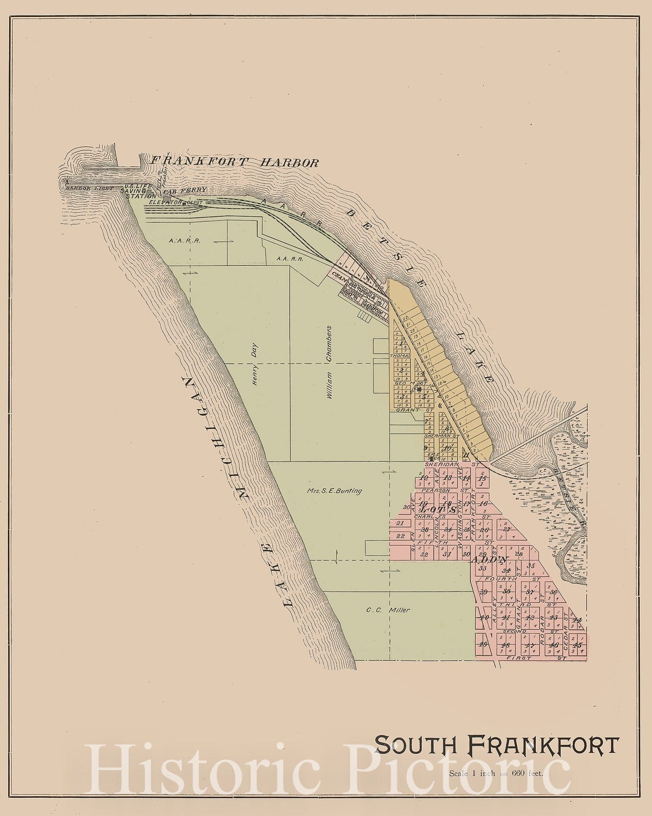 Historic 1901 Map - Atlas of Benzie County, Michigan - South Frankfort - Atlas, Benzie Co, Michigan 1901
