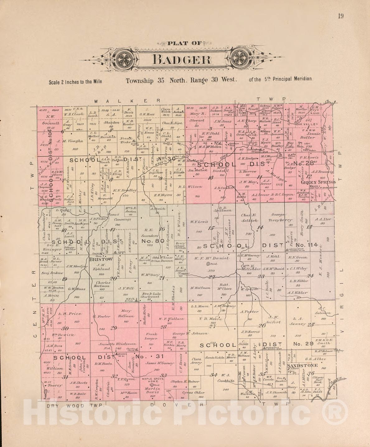 Historic 1903 Map Plat Book of Vernon County, Missouri Badger Historic Pictoric