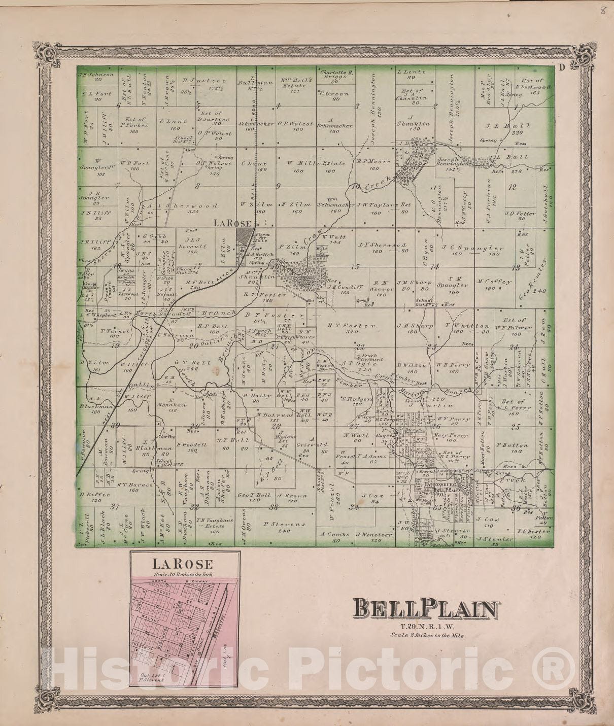 Historic 1870 Map - Atlas of Marshall Co. and The State of Illinois - BellPlain - Atlas of Marshall County and The State of Illinois