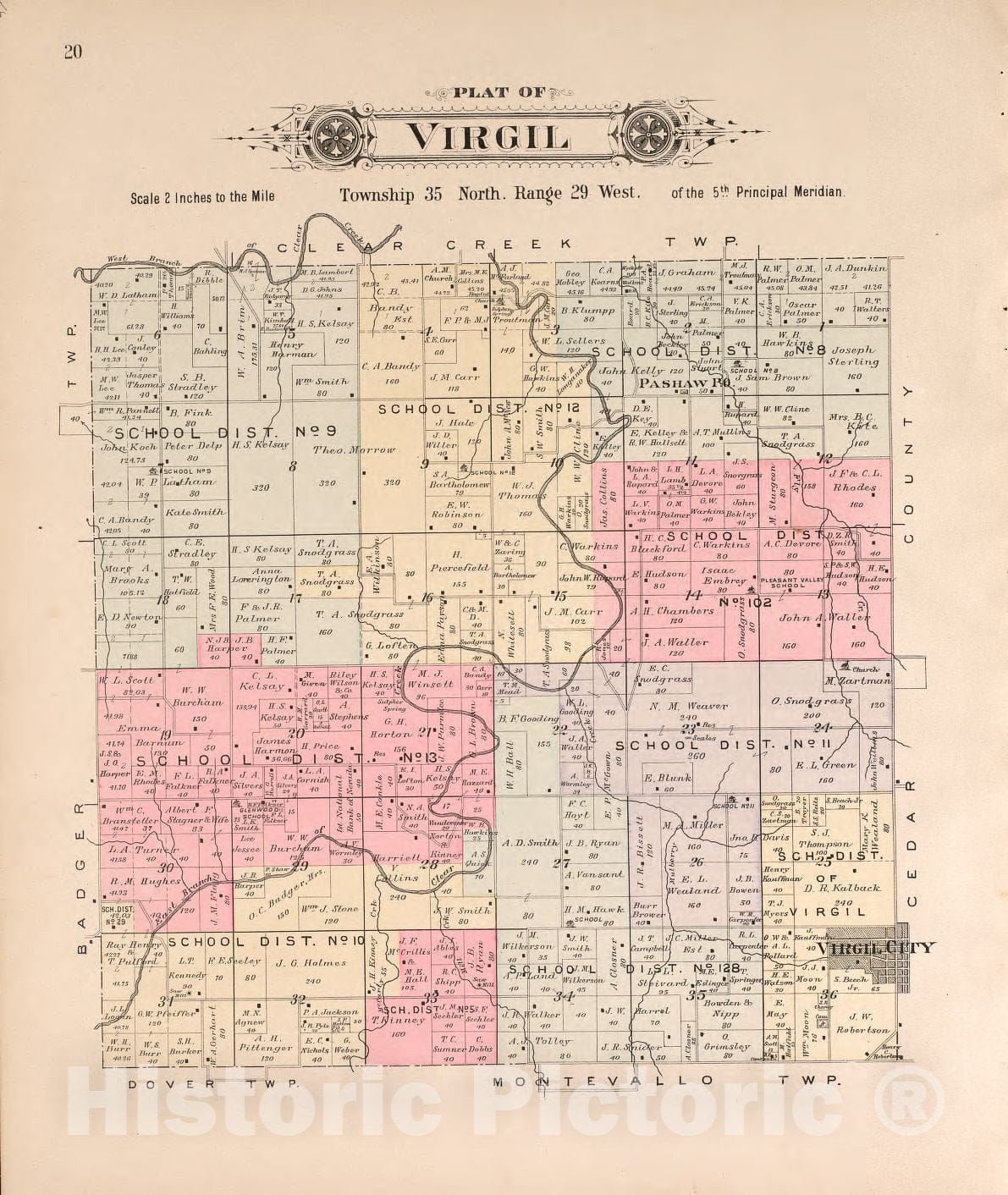 Historic 1903 Map - Plat Book of Vernon County, Missouri - Virgil 1