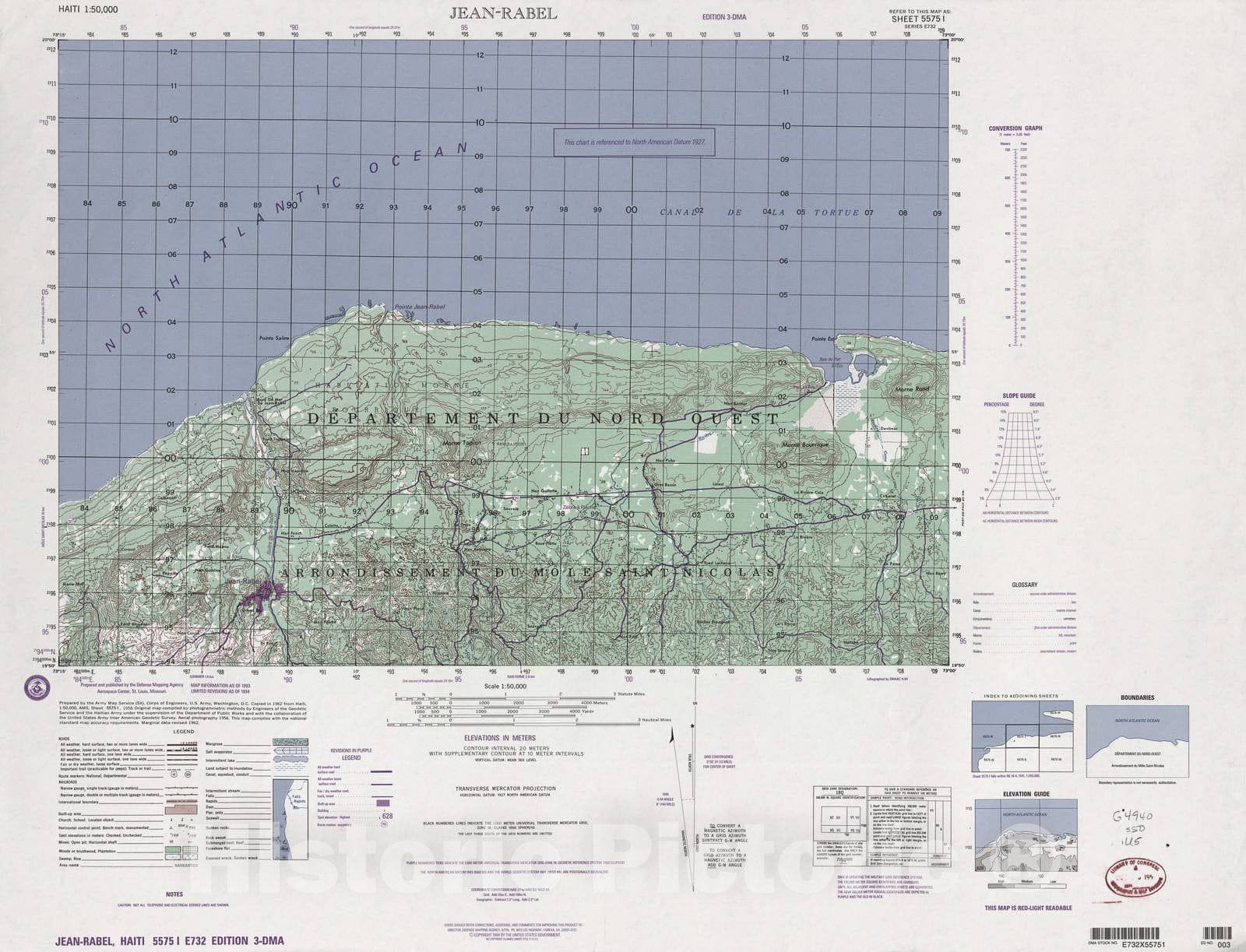 Historic 1948 Map - Haiti 1:50,000. - Jean-Rabel, Sheet 5575 I - 3 ed ...