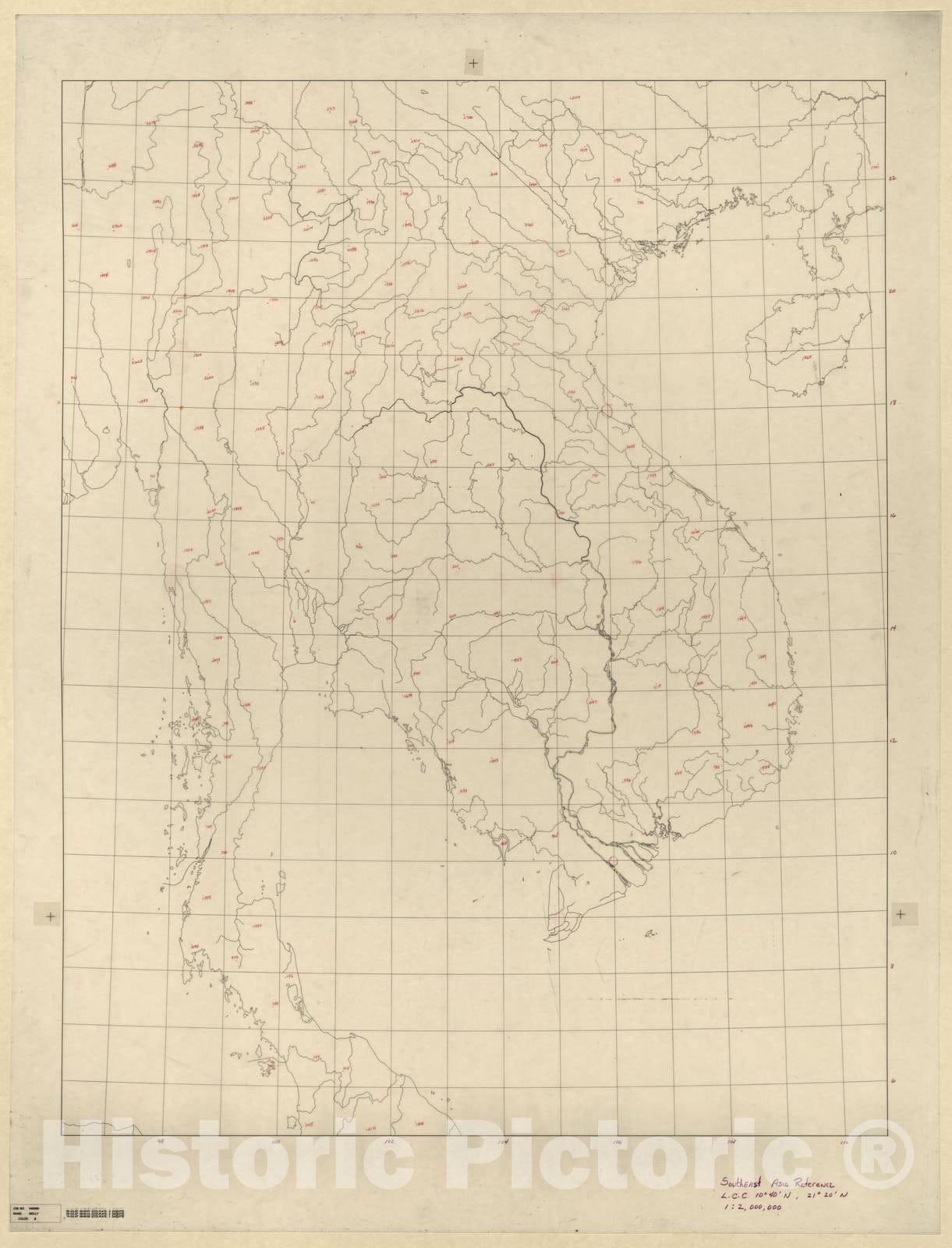 Historic Map - CIA Terrain Board Collection - Southesast Asia Reference - Reference line Work