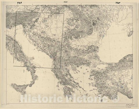 Historic Map - CIA Terrain Board Collection - Balkans Reference - Lowland Tint