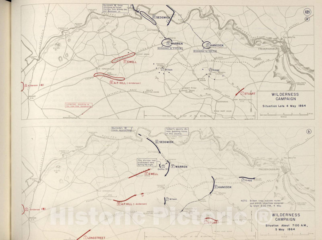 Historic 1962 Map - The West Point Atlas of The Civil War - Wilderness Campaign, May 1864 1