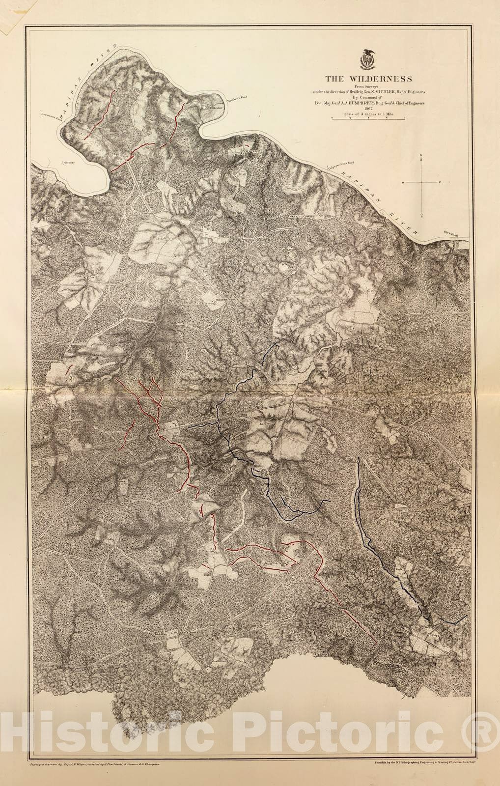 Historic 1883 Map - Military maps of The United States. - The Wilderne ...