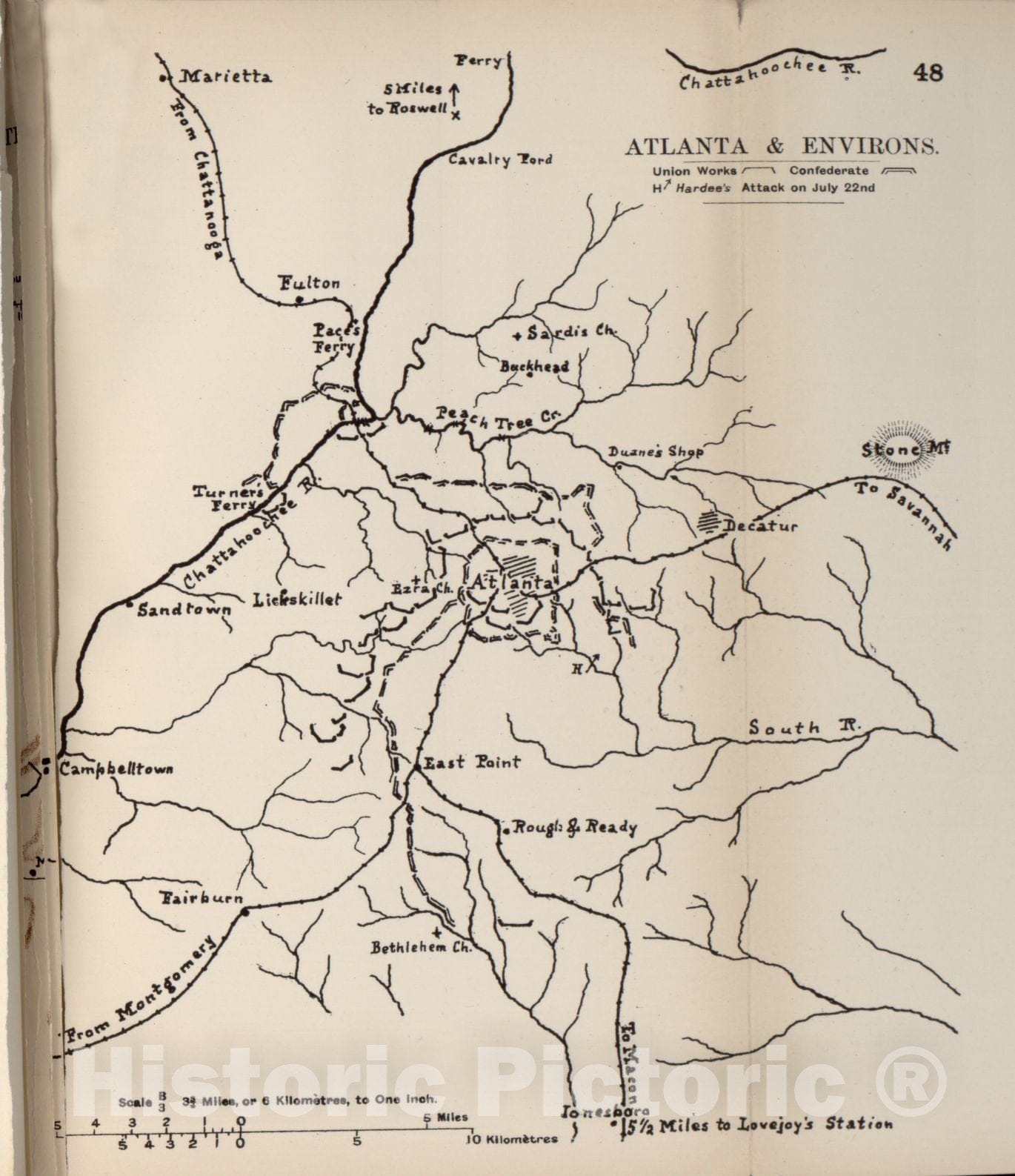 Historic 1910 Map - The American Civil War-maps. - Atlanta and Environs 2