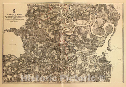 Historic 1883 Map - Military maps of The United States. - Bermuda Hundred, Va, 1867