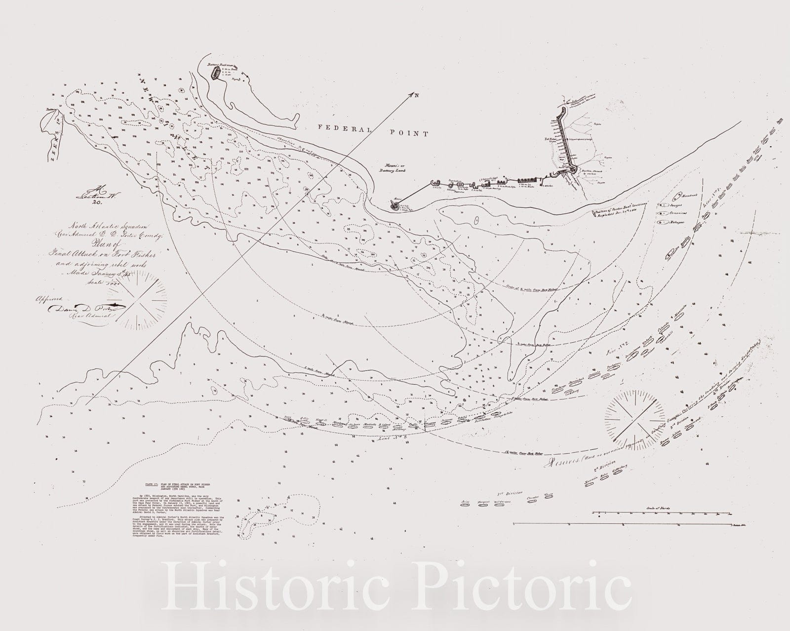 Historic 1961 Map - Selected Civil War maps - Plan of Attack on Fort Fisher and adjoining Rebel Work, Jan. 15, 1865 - Civil War maps