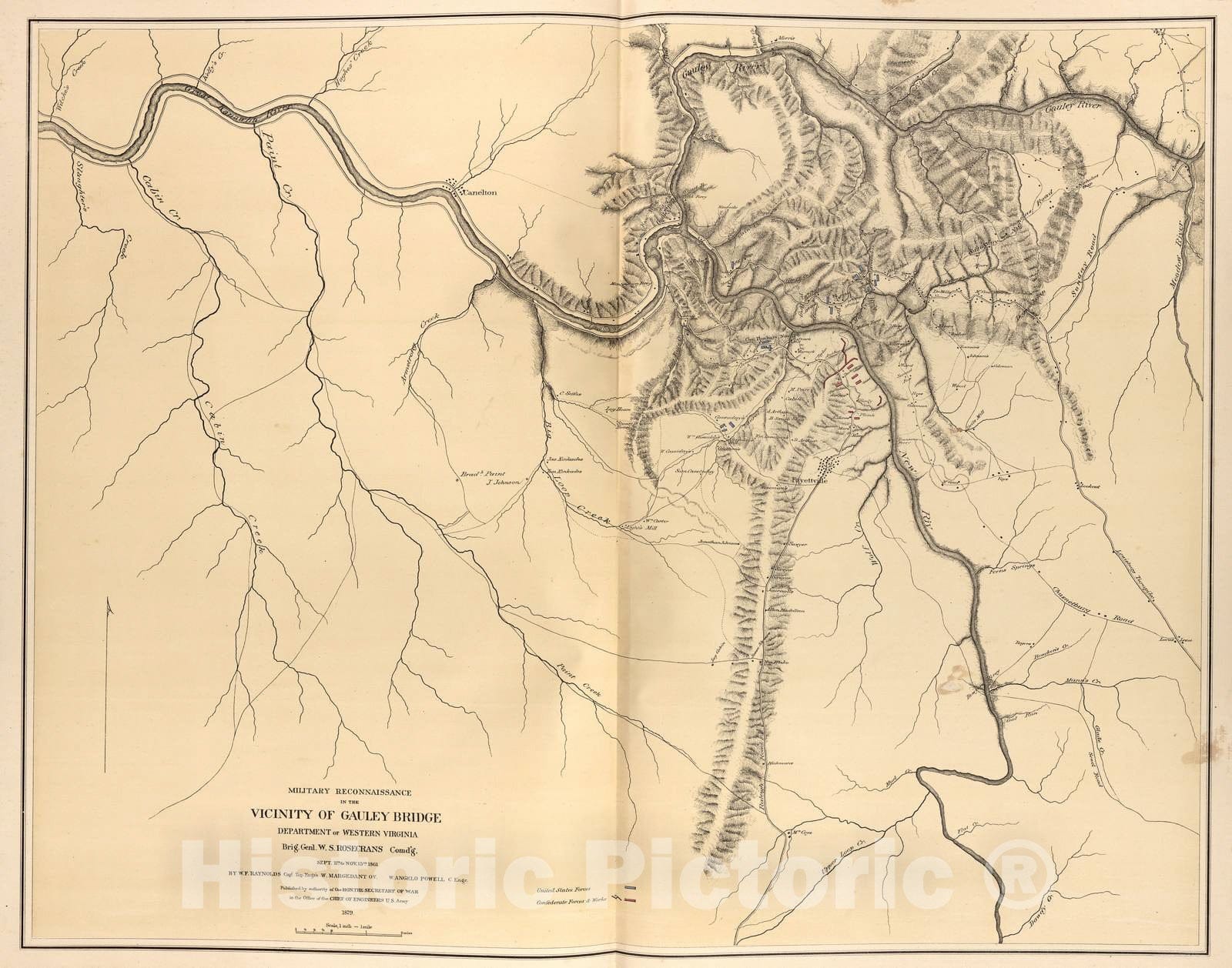 Historic 1879 Map - Military maps. - Military Reconnaissance of Gauley ...