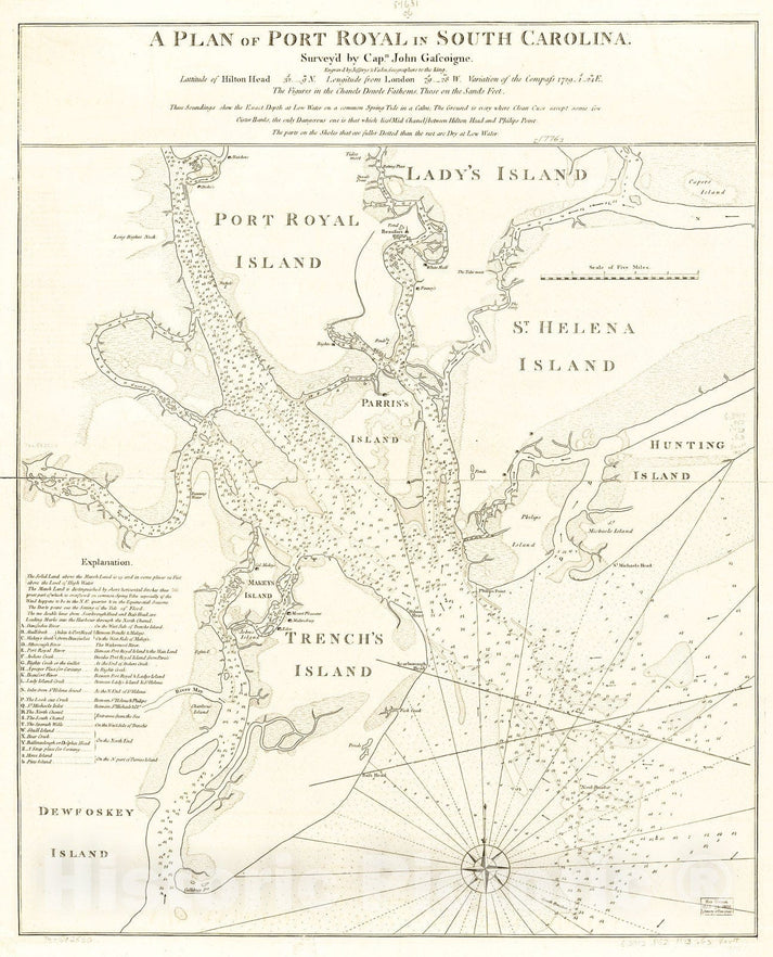 Historic 1773 Map - A Plan of Port Royal in South Carolina. – Historic ...