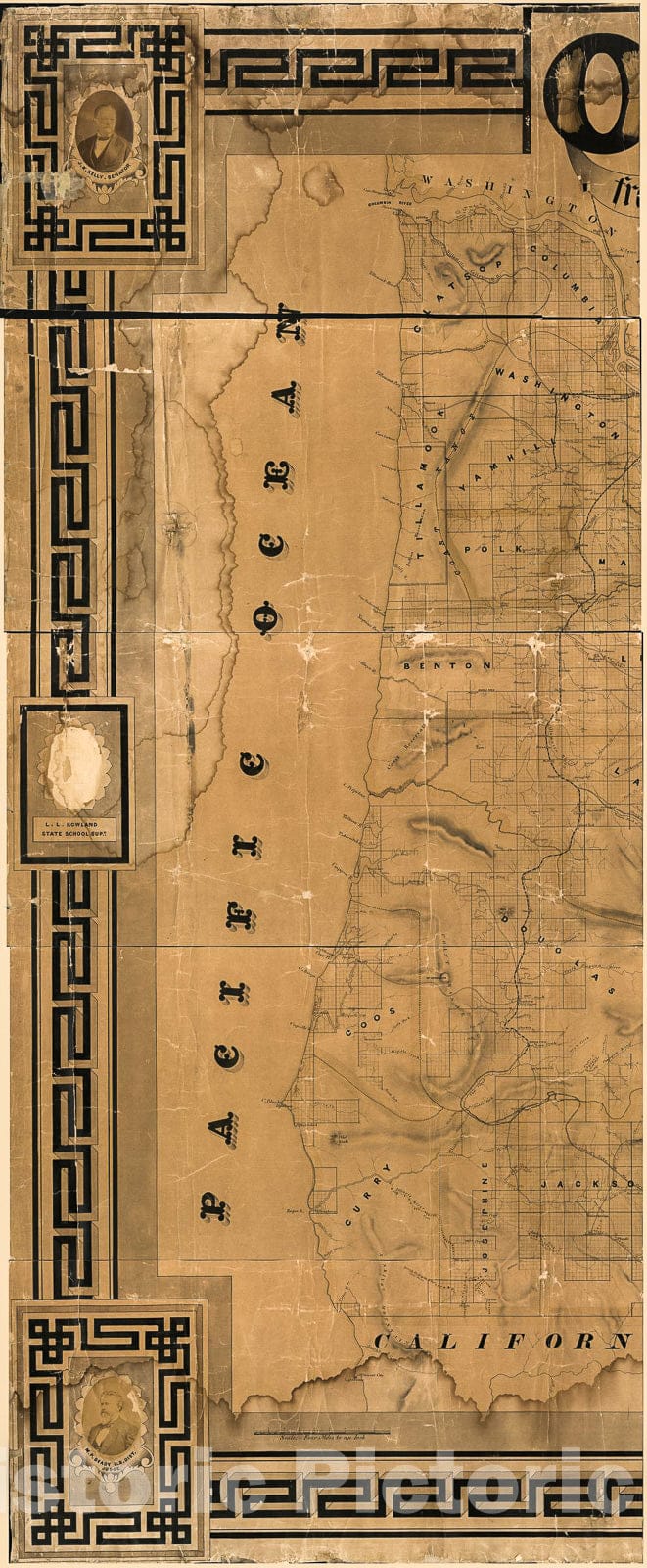 Historic 1876 Map - Oregon, from Government surveys by The Order of The State Board.