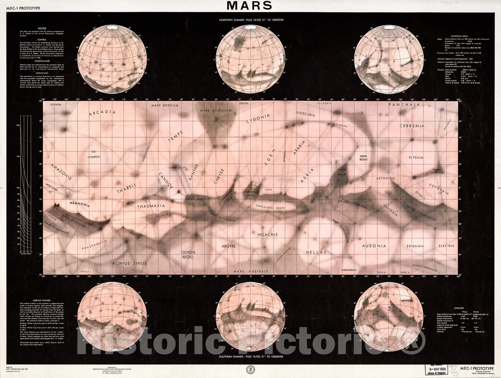Historic 1962 Map - Mars : MEC-1 Prototype.