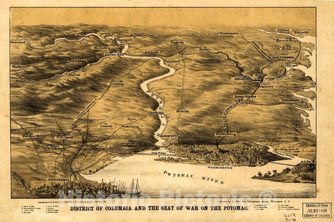 Historic 1861 Map - District of Columbia and The seat of war on The Potomac.