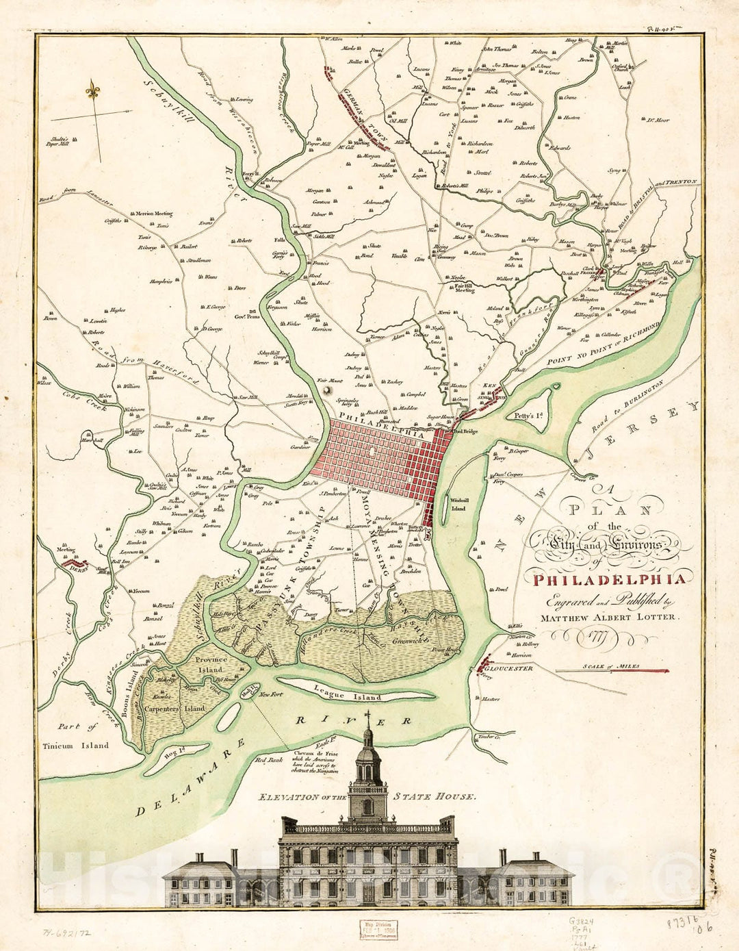 Historic 1777 Map - A Plan Of The City And Environs Of Philadelphia - Pennsylvania - Philadelphia Region (Pa.) Maps Of North America. - Philadelphia - Vintage Wall Art