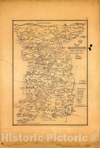 Historic 1840 Map - Karte von der KÃ´raischen Halbinsel (KÃ´raÃ¯vl. Tsjo-SjÃ¶n) : nach Einem japanischen Originale.