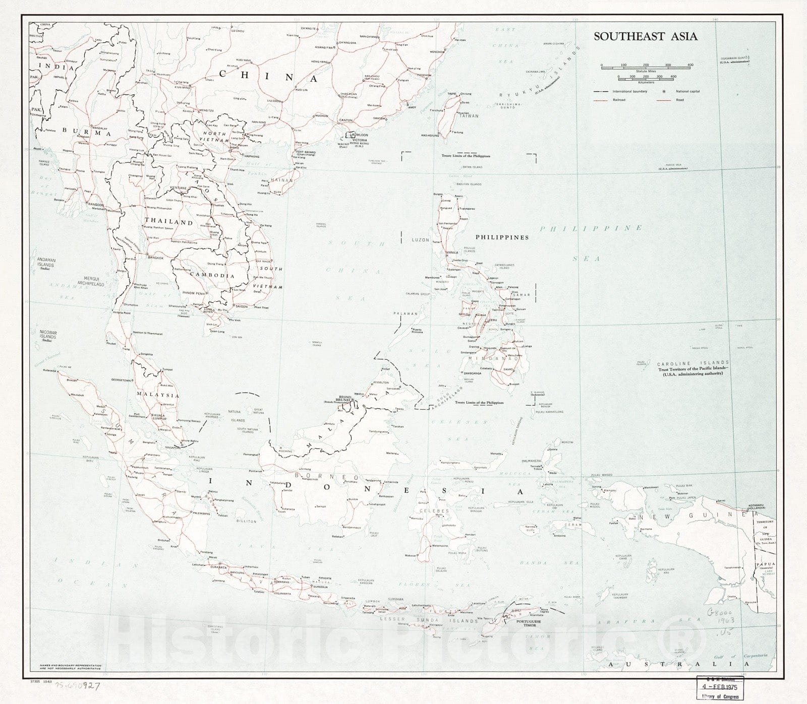 Historic 1963 Map - Southeast Asia. 10-63.