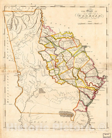 Historic 1818 Map - The State of Georgia.