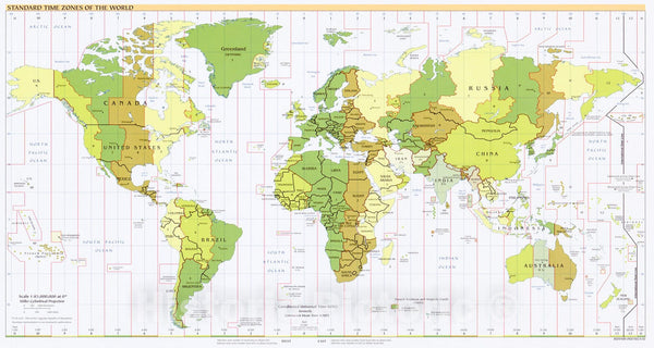 Historic 2002 Map - Standard time Zones of The World. - Historic Pictoric