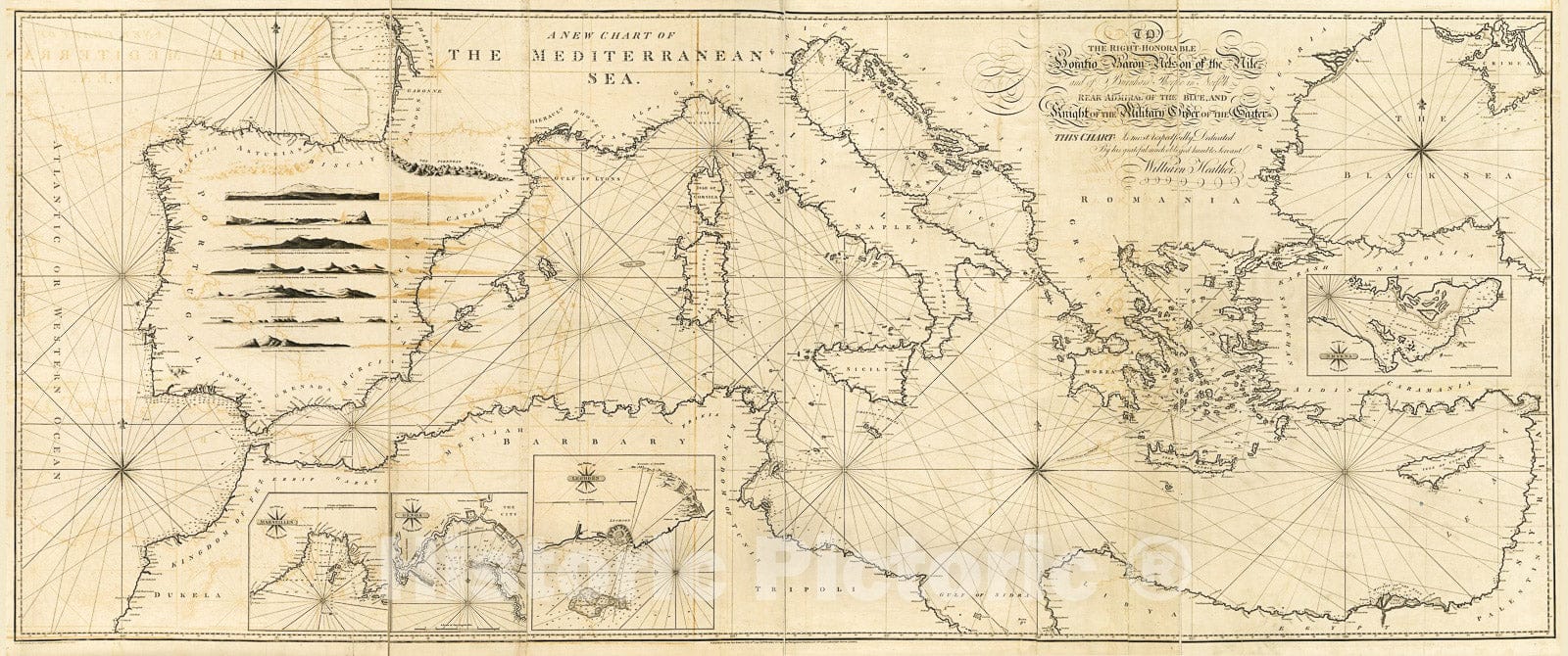 Historic 1797 Map - A New Chart of The Mediterranean Sea – Historic ...