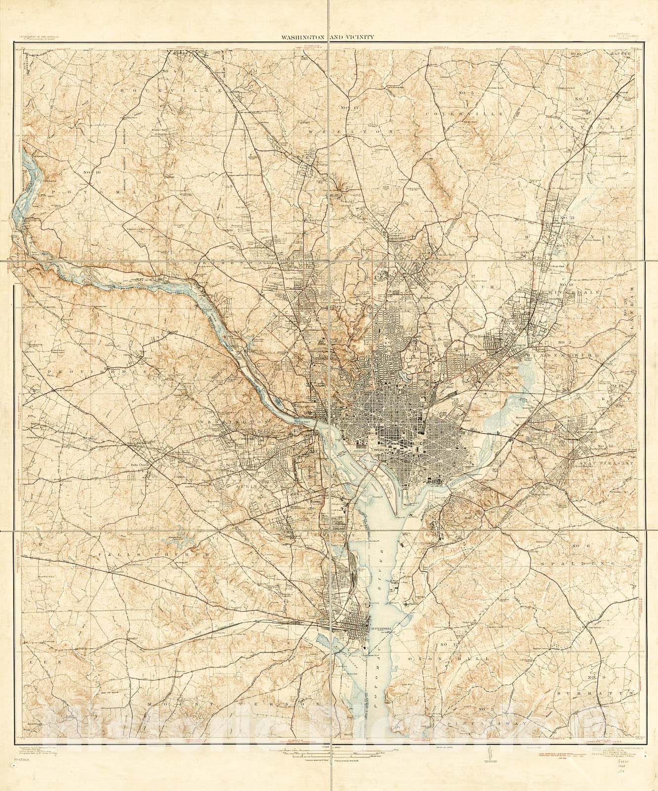 Historic 1929 Map - Washington and Vicinity, Maryland, District of Columbia, Virginia 2