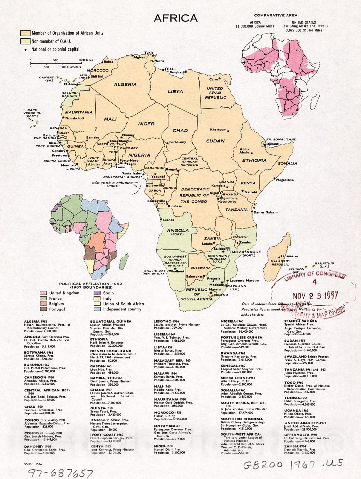 Historic 1967 Map - Africa.