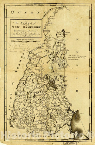 Historic 1794 Map - The State of New Hampshire. Compiled chiefly from Actual surveys.