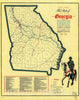 Historic 1961 Map - The State of Georgia, Showing The Major Campaign Areas and Engagement Sites of The War Between The States, 1861-1865.