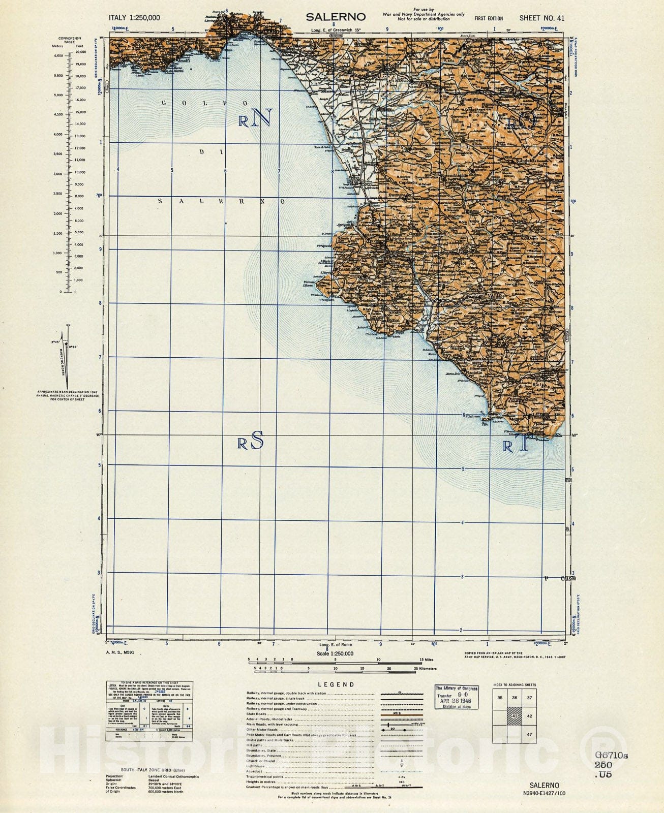 Historic 1942 Map - Italy 1:250,000.