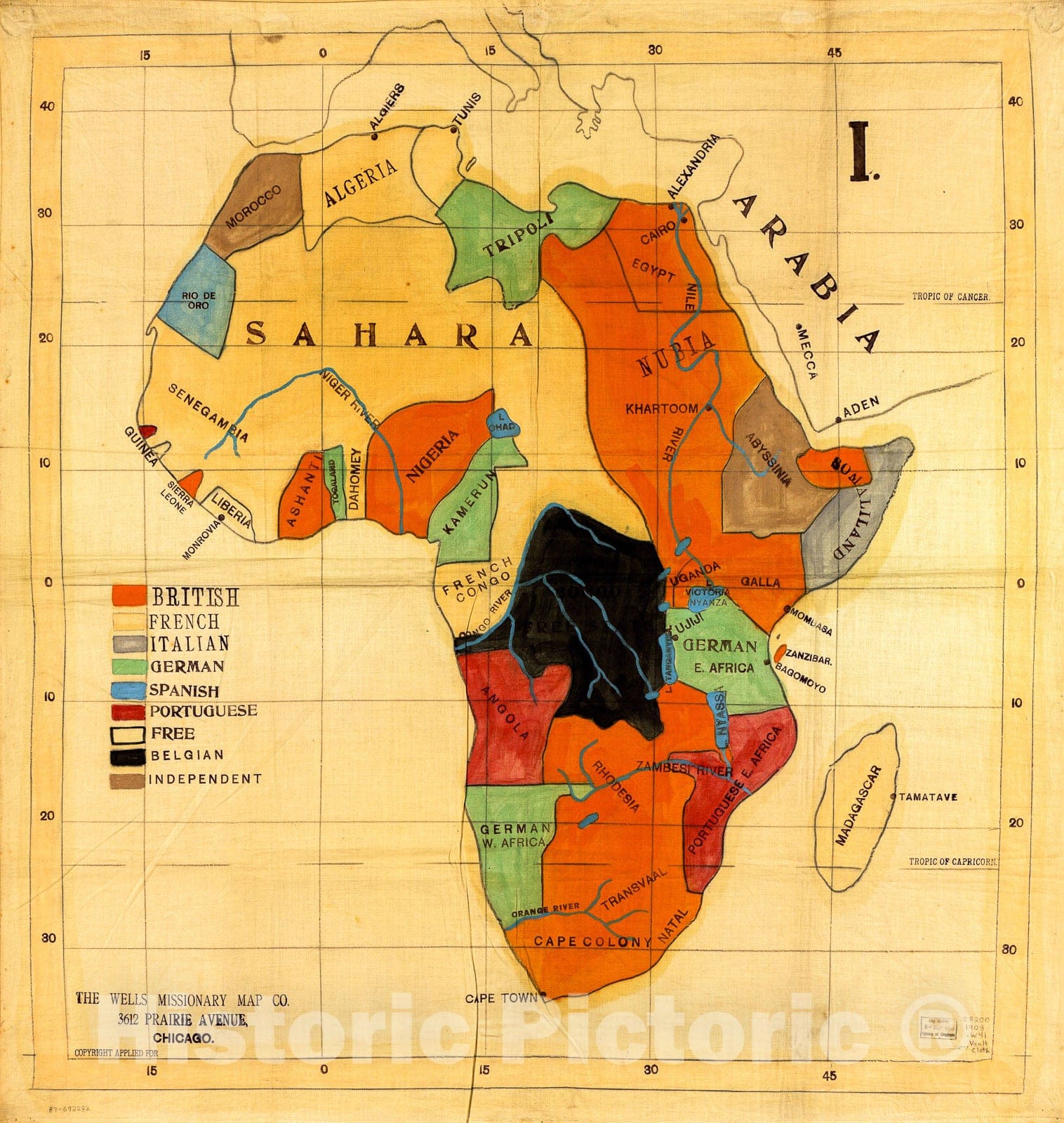 Historic 1908 Map - Africa