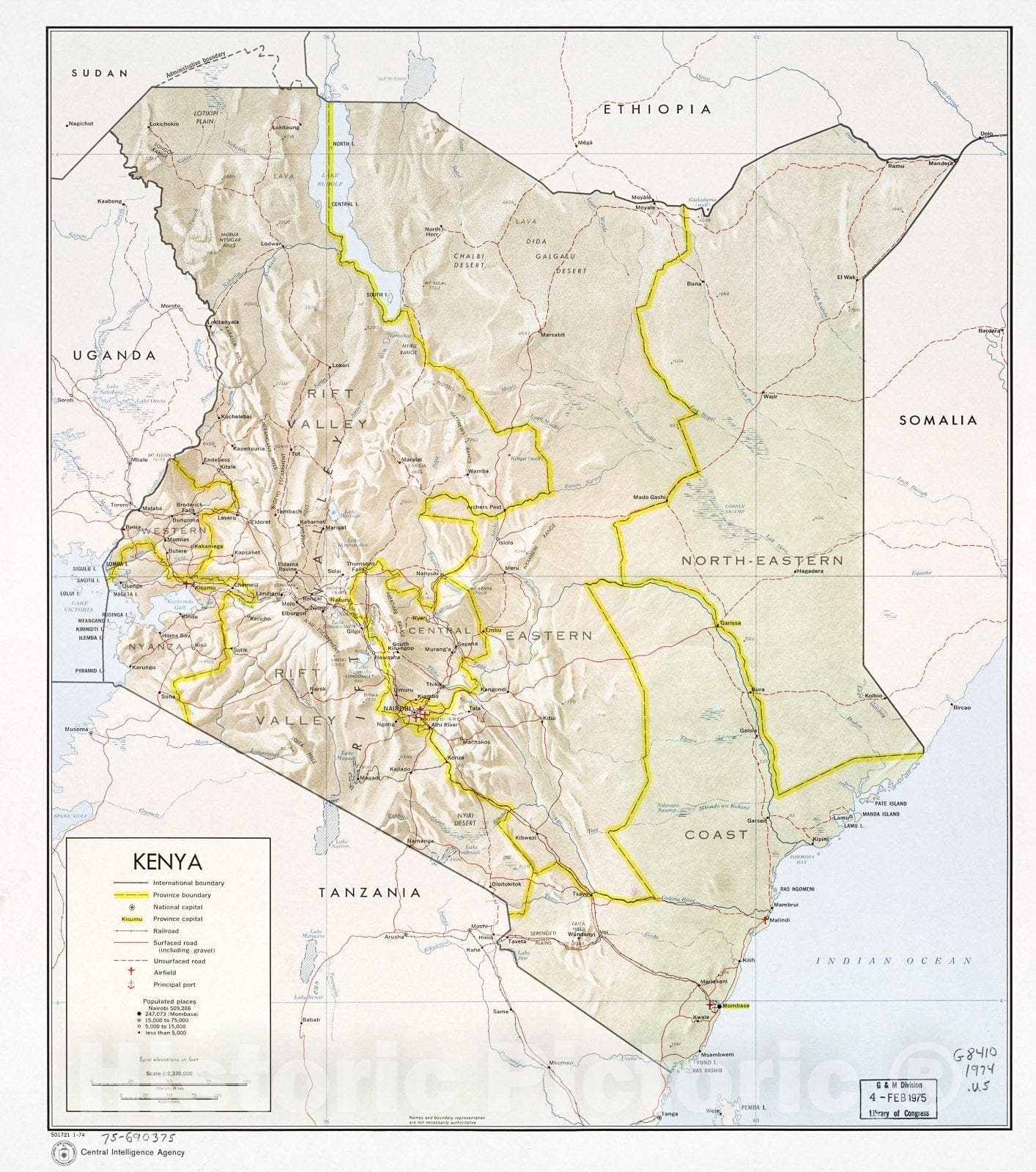 Historic 1974 Map - Kenya.