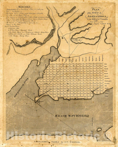 Historic 1798 Map - Plan of The Town of Alexandria in The District of Columbia, 1798