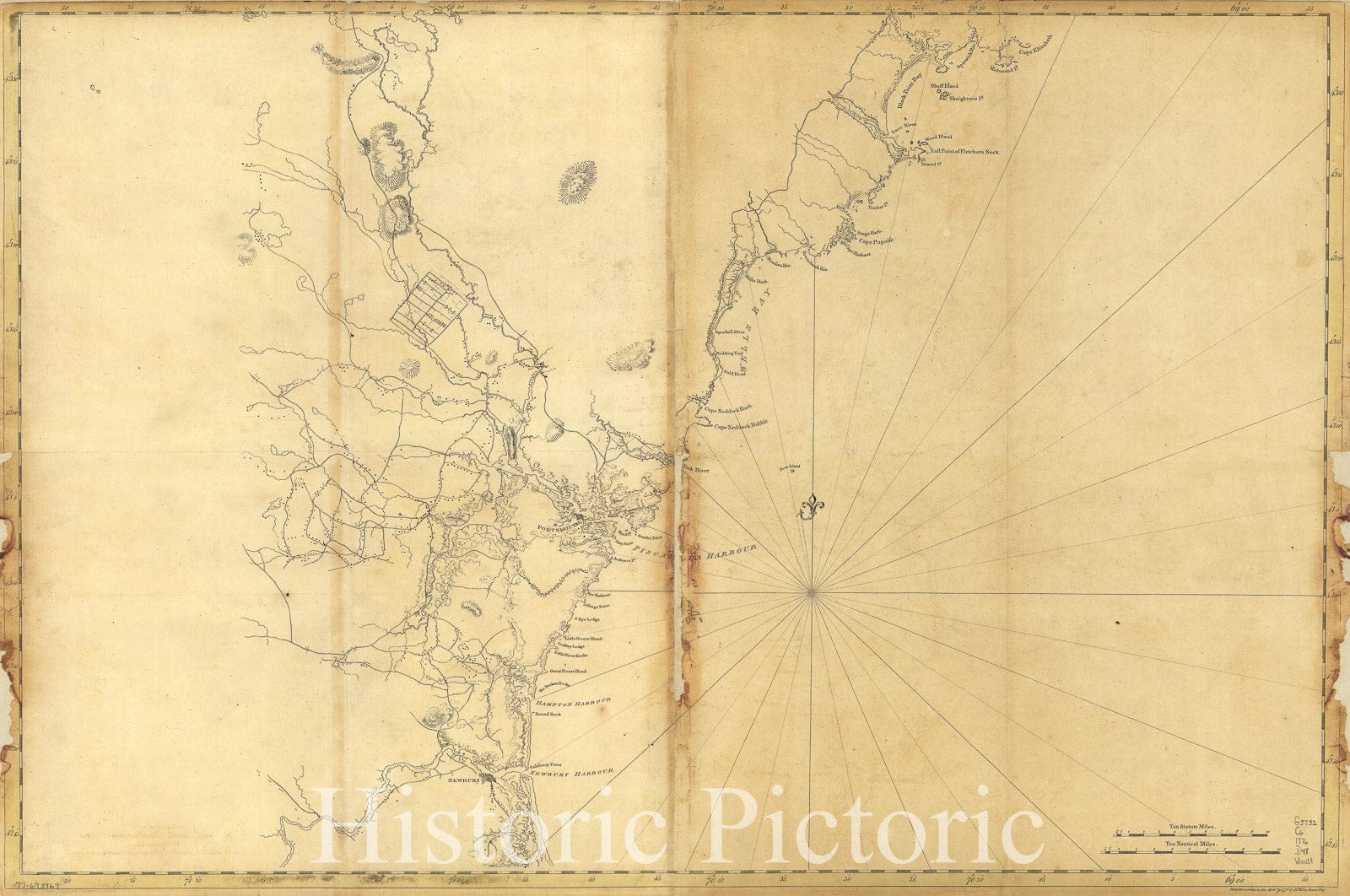 Historic 1776 Map - Coast of New England from Cape Elizabeth, Me. to Newburyport, Mass.