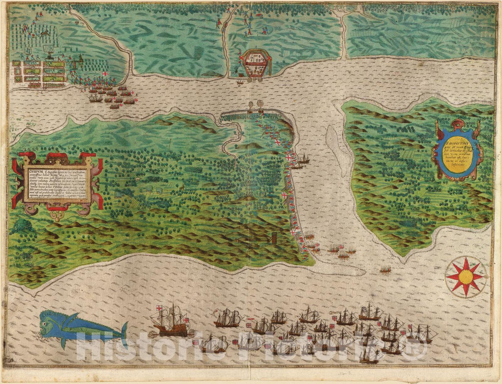 Historic Map - Map and Views Illustrating Sir Francis Drake's West Indian Voyage, 1585-6