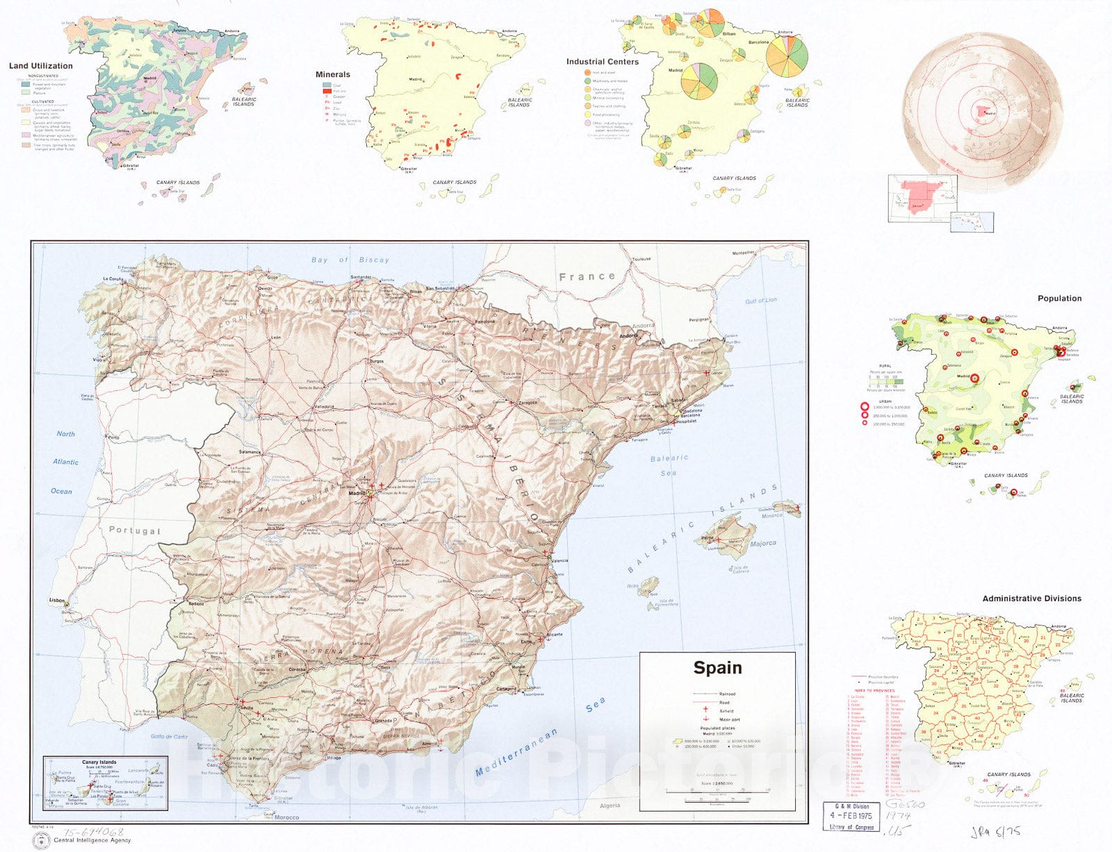Historic 1974 Map - Spain. 4-74.