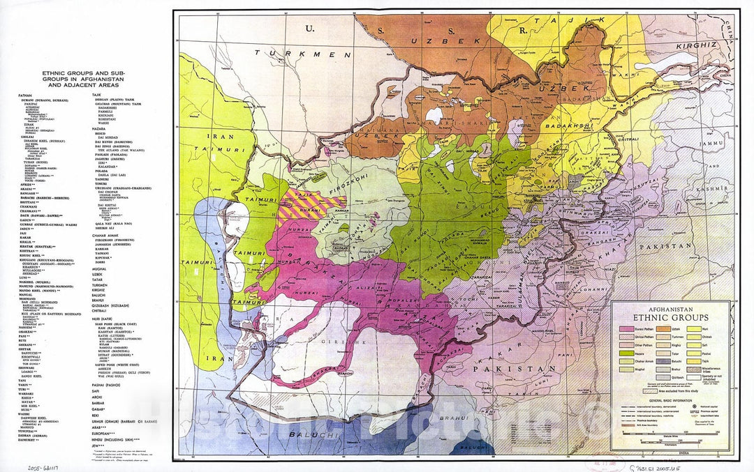 Historic 2005 Map - Afghanistan Ethnic Groups.