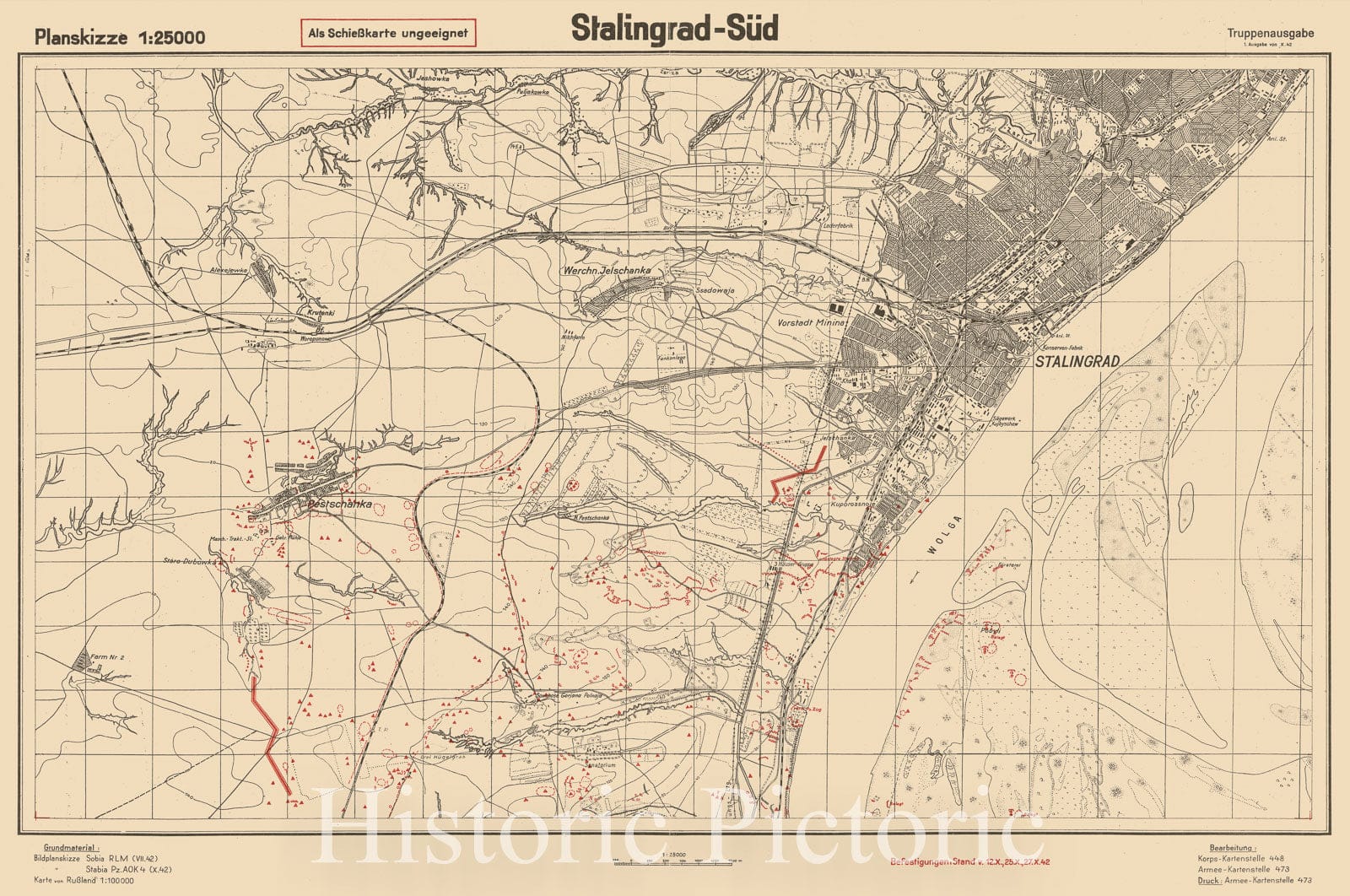 Historic 1942 Map - Stalingrad-SÃ¼d.