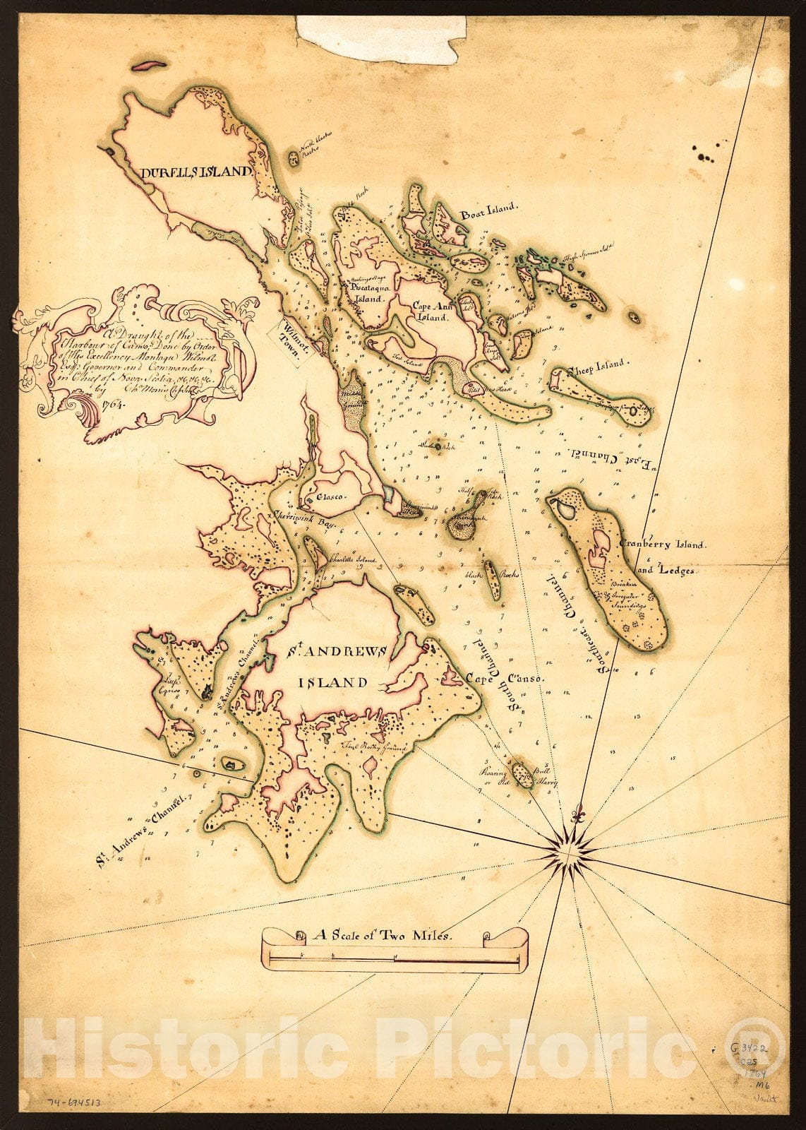 Historic 1764 Map - Done by Order of His Excellency Montagu Wilmot, Esq. Governor and Commander in Chief of Nova Scotia, c,