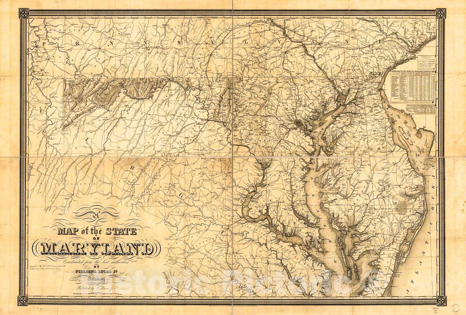 Historic 1841 Map - Map of The State of Maryland.