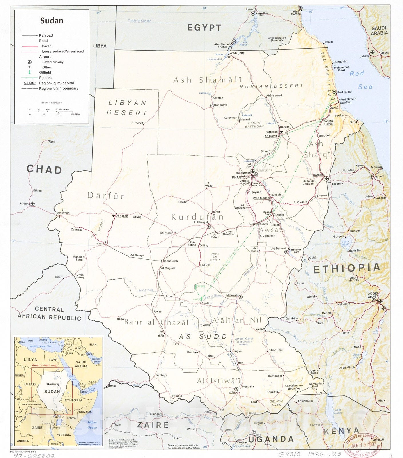 Historic 1986 Map - Sudan.