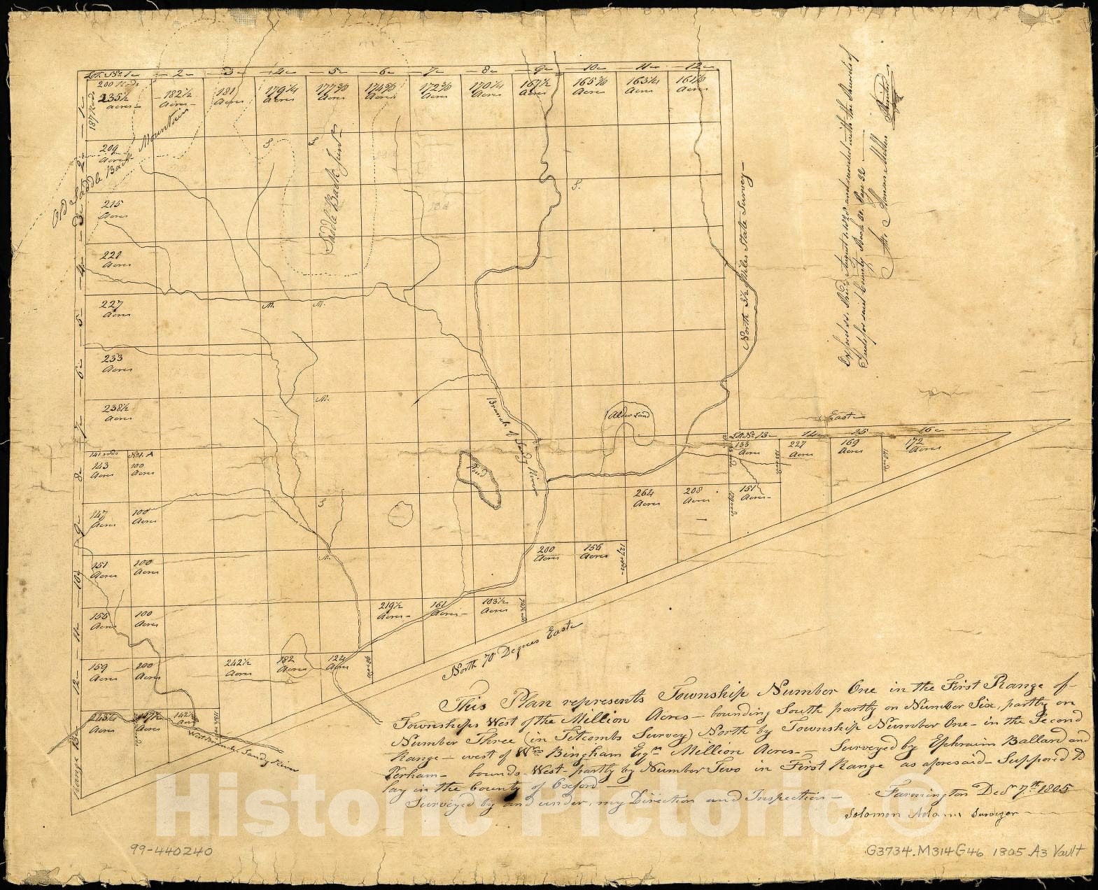 Historic 1805 Map - Plan of Township no. 1, North of Phillips