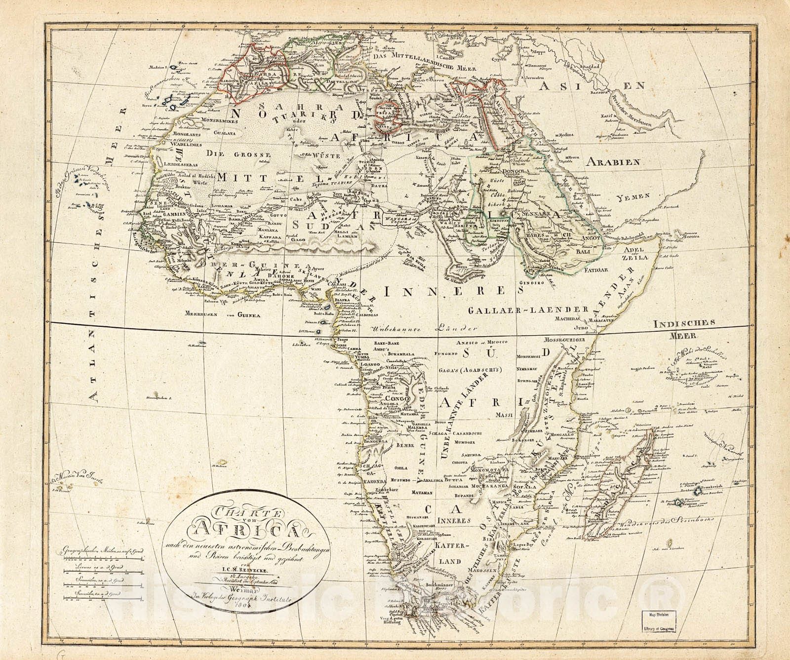 Historic 1804 Map - Charte von Africa : nach den neuesten astronomischen Beobachtungen und Reisen berichtiget und gezeichnet