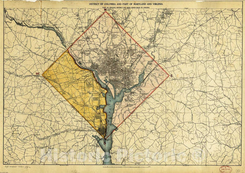 Historic 1915 Map - District of Columbia and Part of Maryland and Virginia :