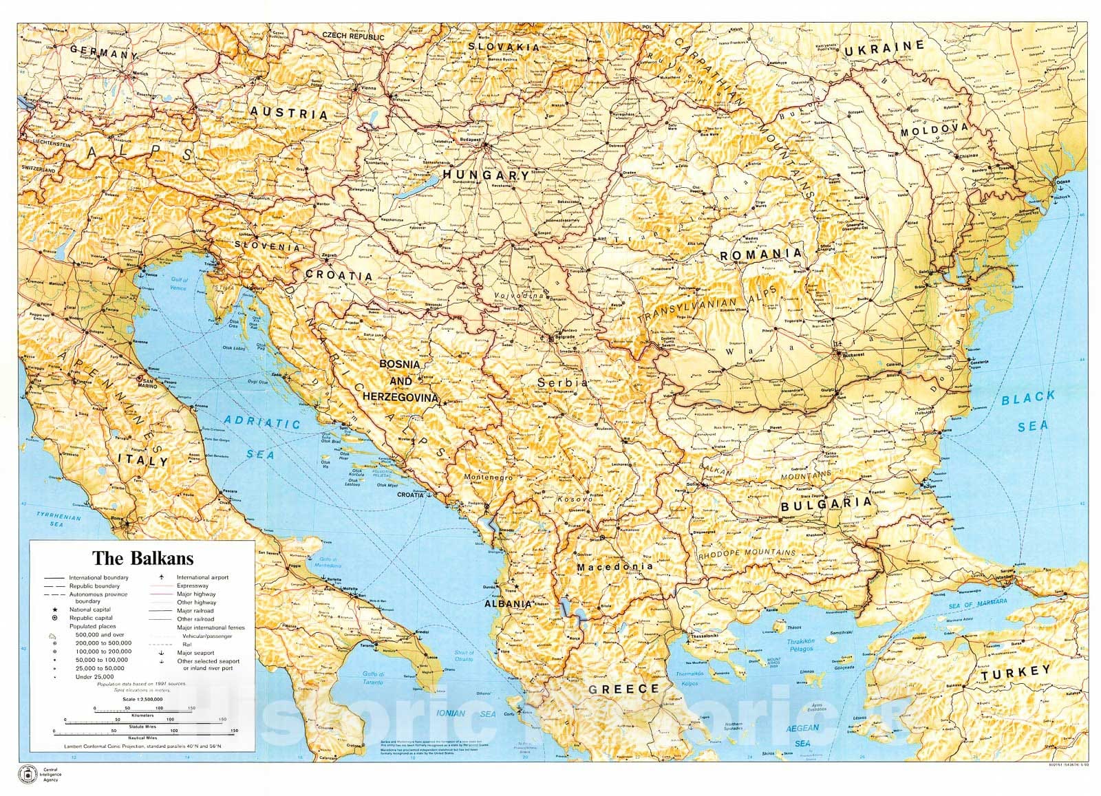 Historic 1993 Map - The Balkans