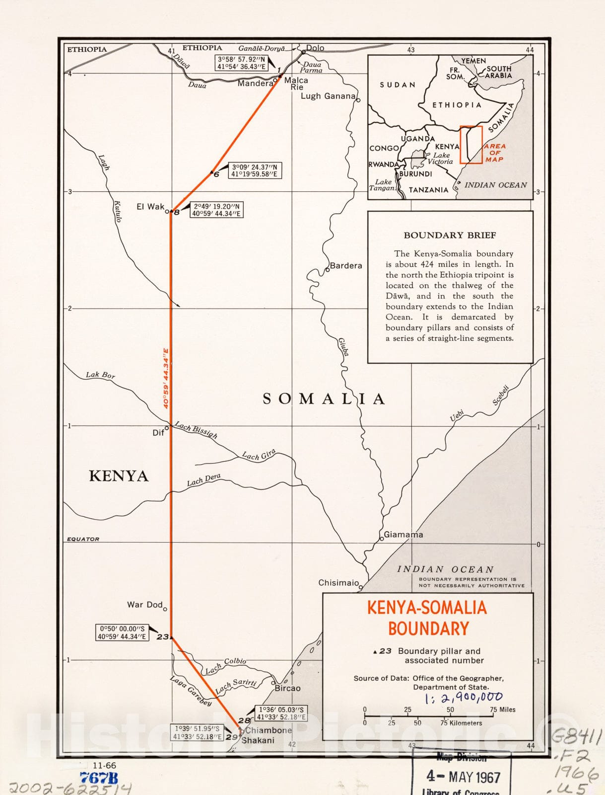 Historic 1966 Map - Kenya-Somalia Boundary.