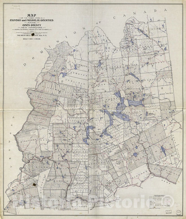 Historic 1899 Map - Map of The Timber Lands in Oxford and Franklin Cou ...