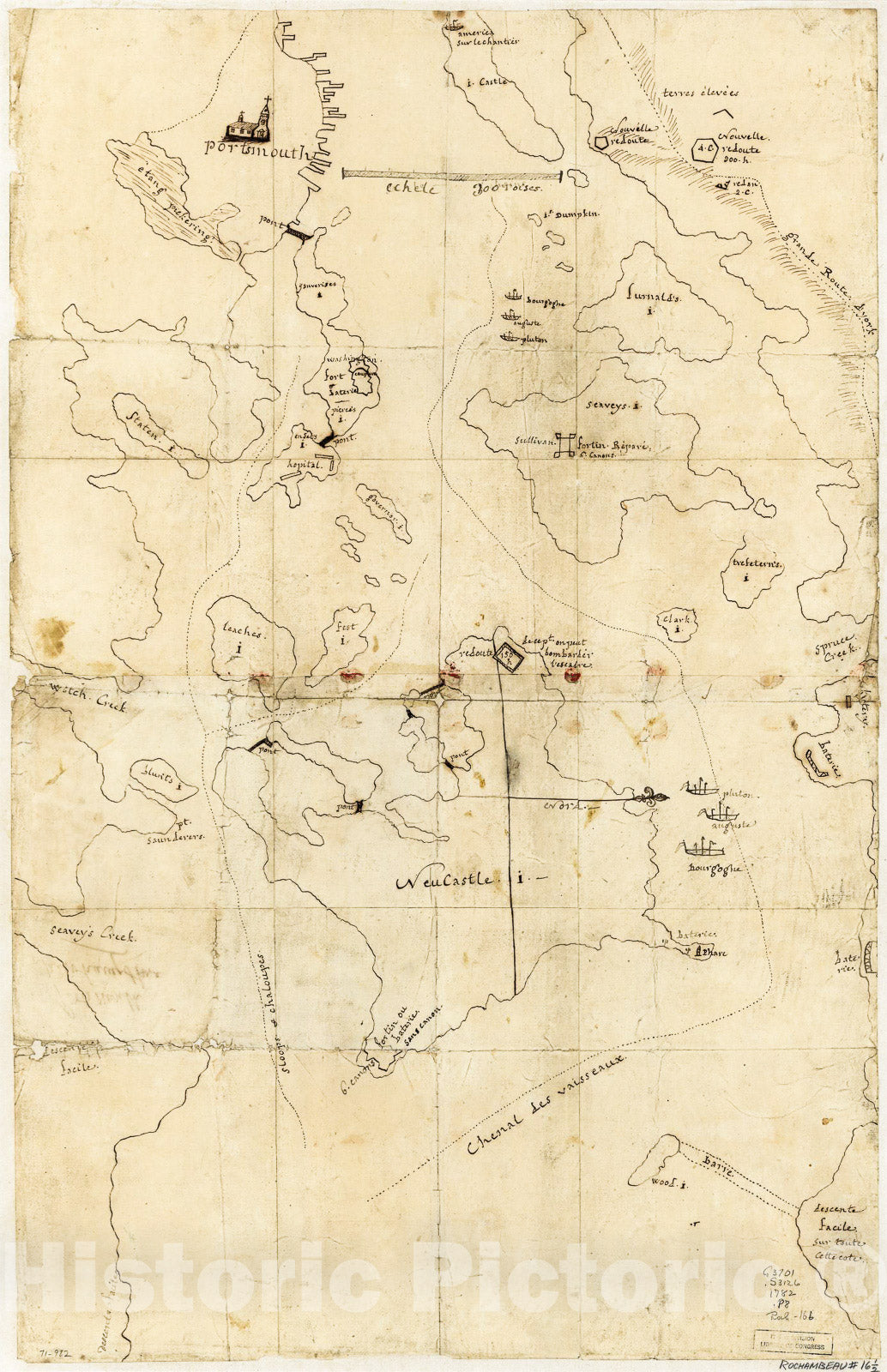 Historic 1782 Map - Portsmouth, New Hampshire.